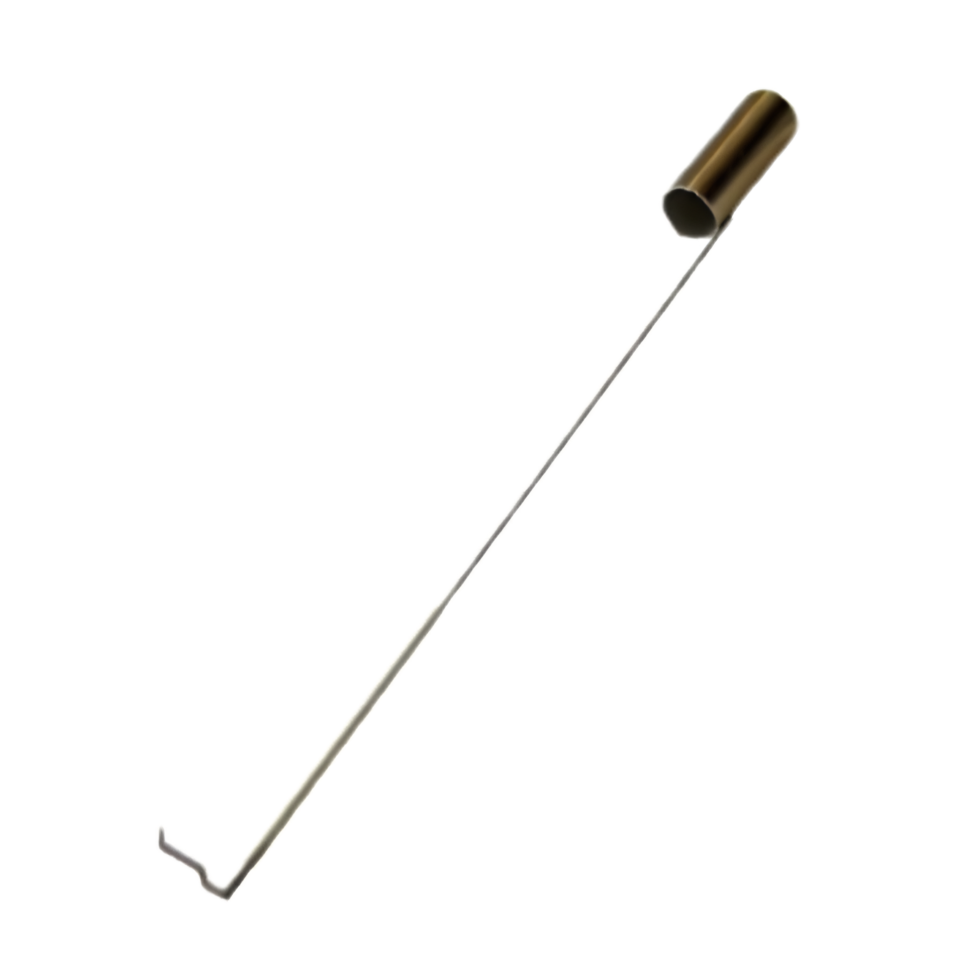 Angled view of a long-handled stainless steel ladle for cryogenic liquid nitrogen transfer
