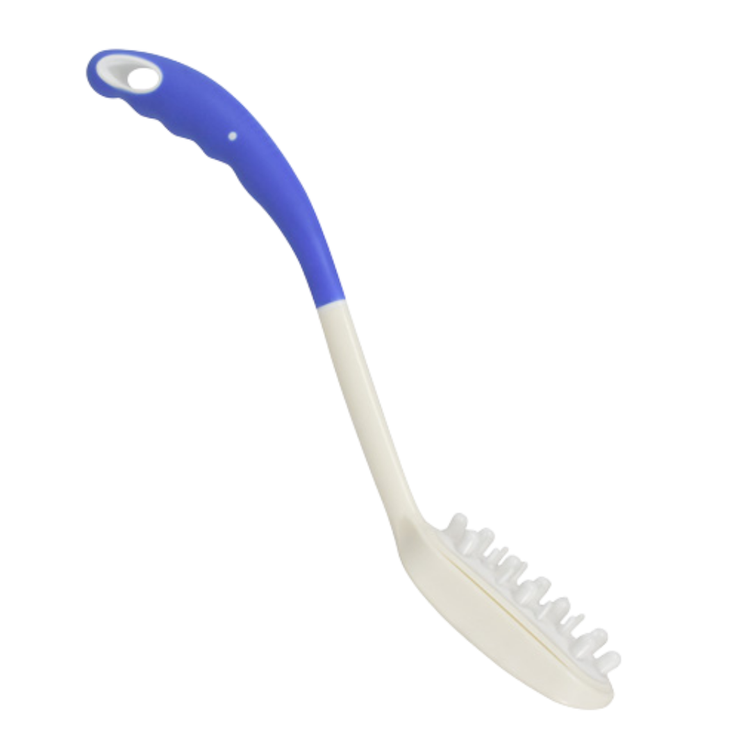 Long handled hair washer with ergonomic grip, extended reach for scalp cleaning, lightweight design supports independence and daily personal hygiene.