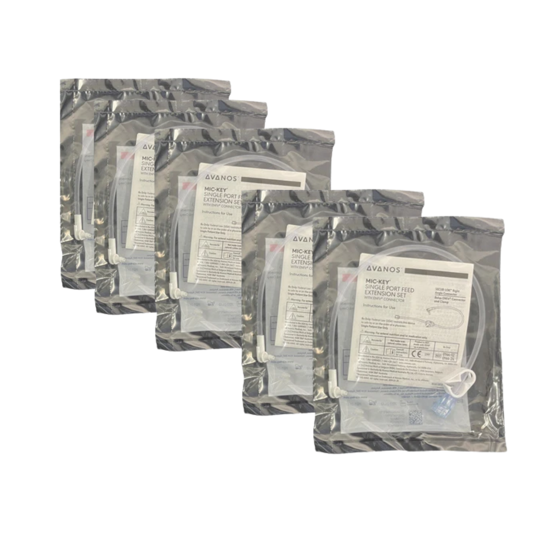 MIC-KEY Continuous Feed Extension Set 60.9 cm with Right Angle Connector (5 Pack)