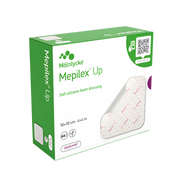 Mepilex Up Non-Bordered Foam Dressing available in multiple sizes, absorbent wound care solution providing comfort and effective exudate management.