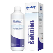 Microdacyn Wound Care 500mL Solution with screw cap, used for safe, non-toxic cleansing of wounds in hospitals, aged care, and home setting
