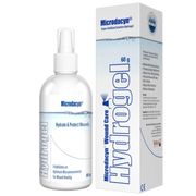 Microdacyn Wound Care Hydrogel 60g spray bottle for moist wound healing, providing non-toxic hydration and antimicrobial support for dry or low-exudate wounds.