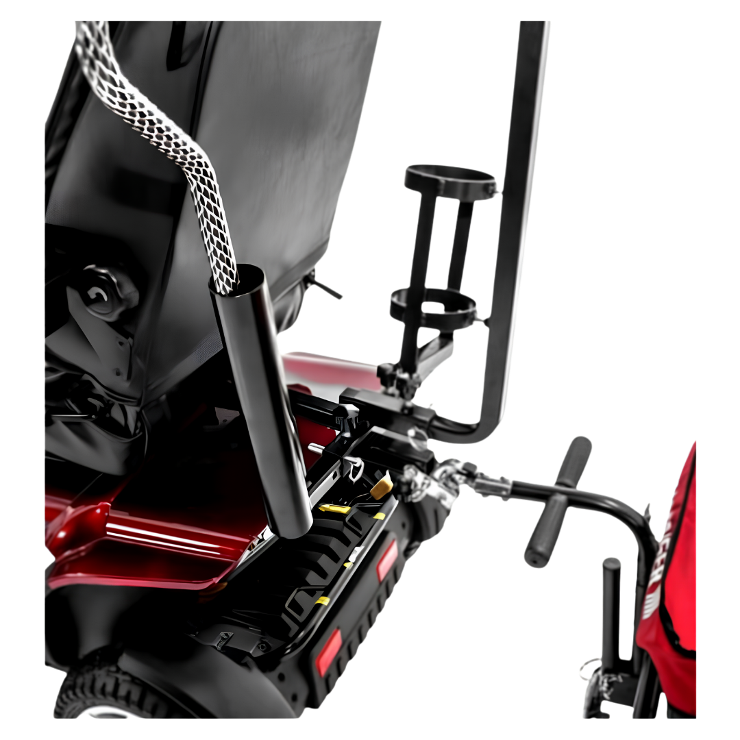 Versatile multi adapter for mobility scooters, enables secure attachment of multiple accessories, durable design for convenience and everyday use.