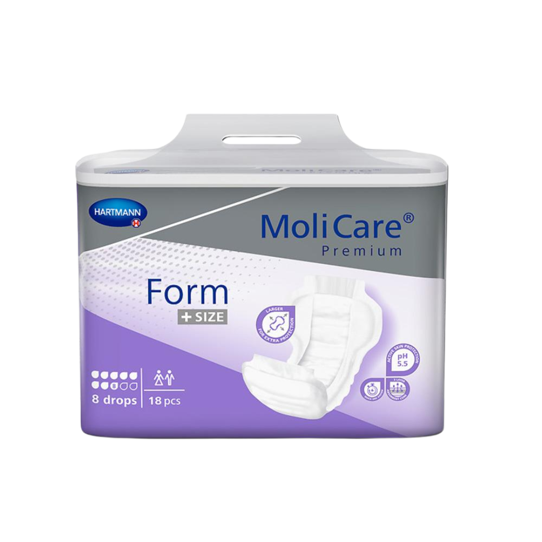MoliCare Premium Mobile 8 Drops – Size Plus pull-up incontinence underwear, designed for heavy urinary incontinence with high absorbency, odour control, and soft, breathable materials.