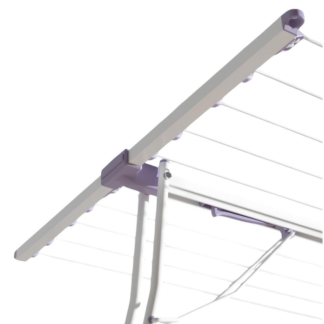 Portable Mrs Peggs Classic 10 Handy Line with 10 drying rails, foldable aluminium frame, accessible height, ideal for indoor or outdoor laundry drying.