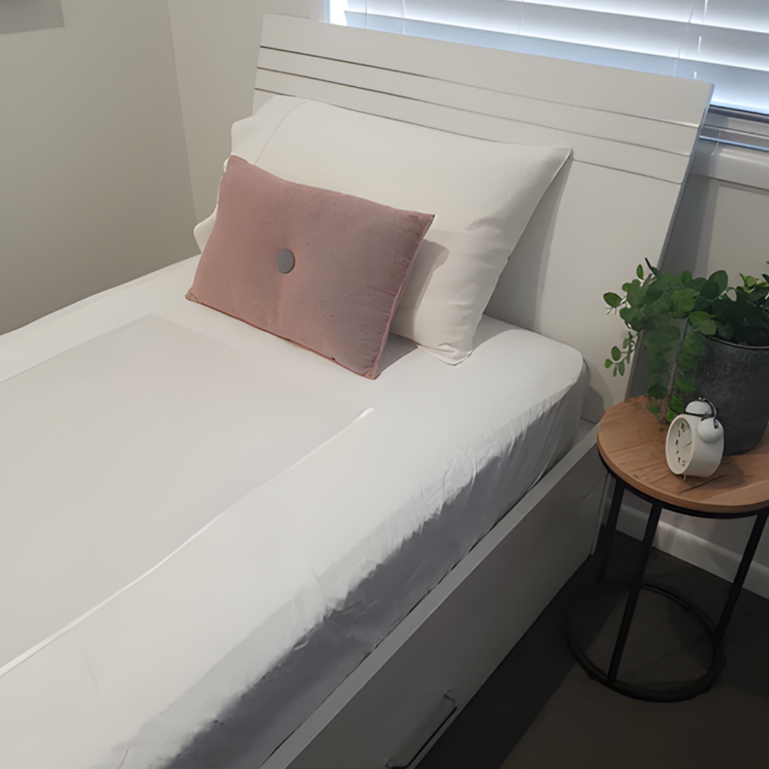 Neeki Designs Wonder Sheet Plus Fitted Sheet with satin centre panel for mobility and comfort.