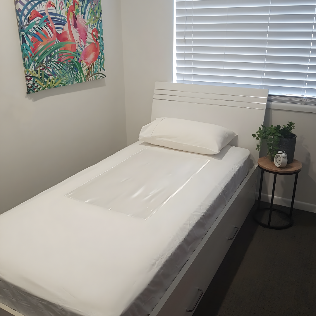 Neeki Designs Wonder Sheet Plus Fitted Sheet with satin centre panel for mobility and comfort.