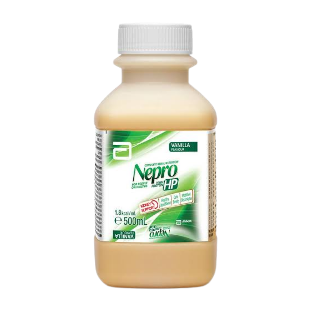Nepro HP Ready To Hang Vanilla 500mL enteral feeding formula.