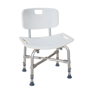 Compact bariatric shower stool with reinforced frame, no arms, non-slip feet, designed for safe bathroom use.