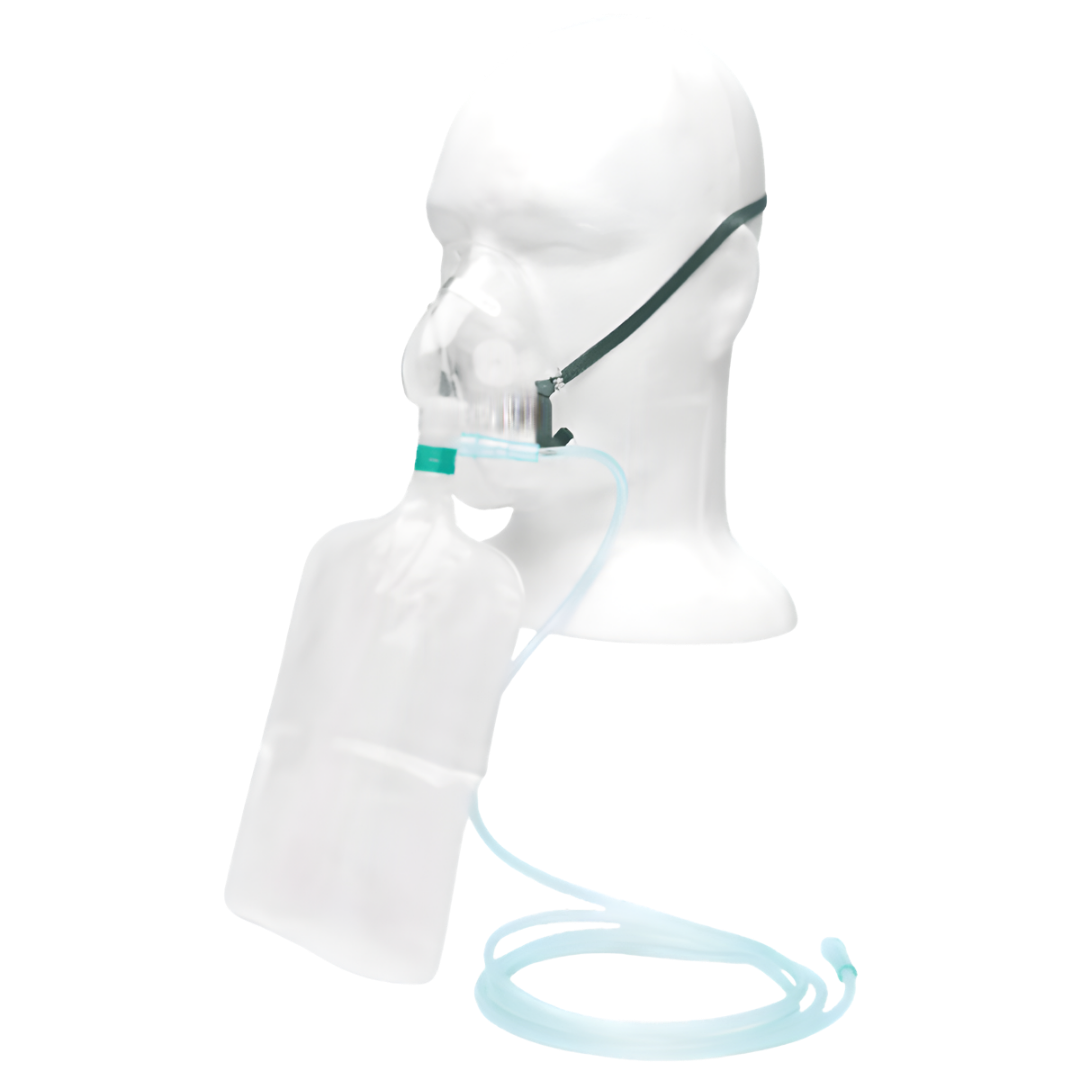Non-Rebreather Oxygen Mask available in child and adult sizes, designed for safe, high-concentration oxygen delivery in emergency and clinical care settings.