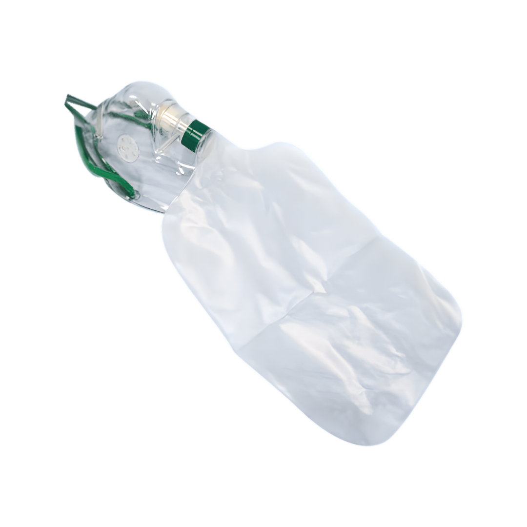 Non-Rebreather Oxygen Mask available in child and adult sizes, designed for safe, high-concentration oxygen delivery in emergency and clinical care settings.