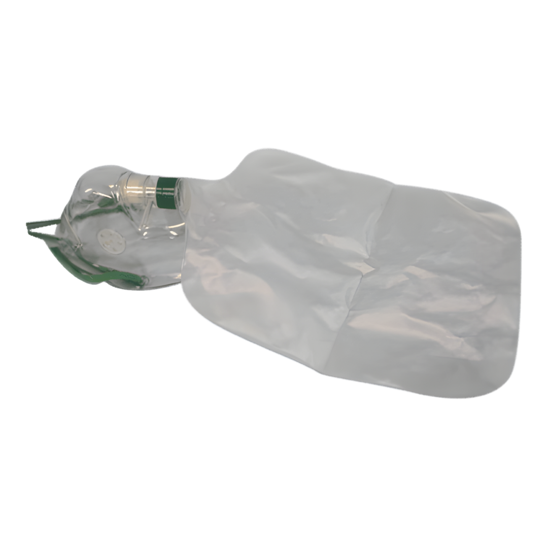 Non-Rebreather Oxygen Mask in child and adult sizes, designed for safe, high-flow oxygen delivery in emergency, hospital, and aged care environments.