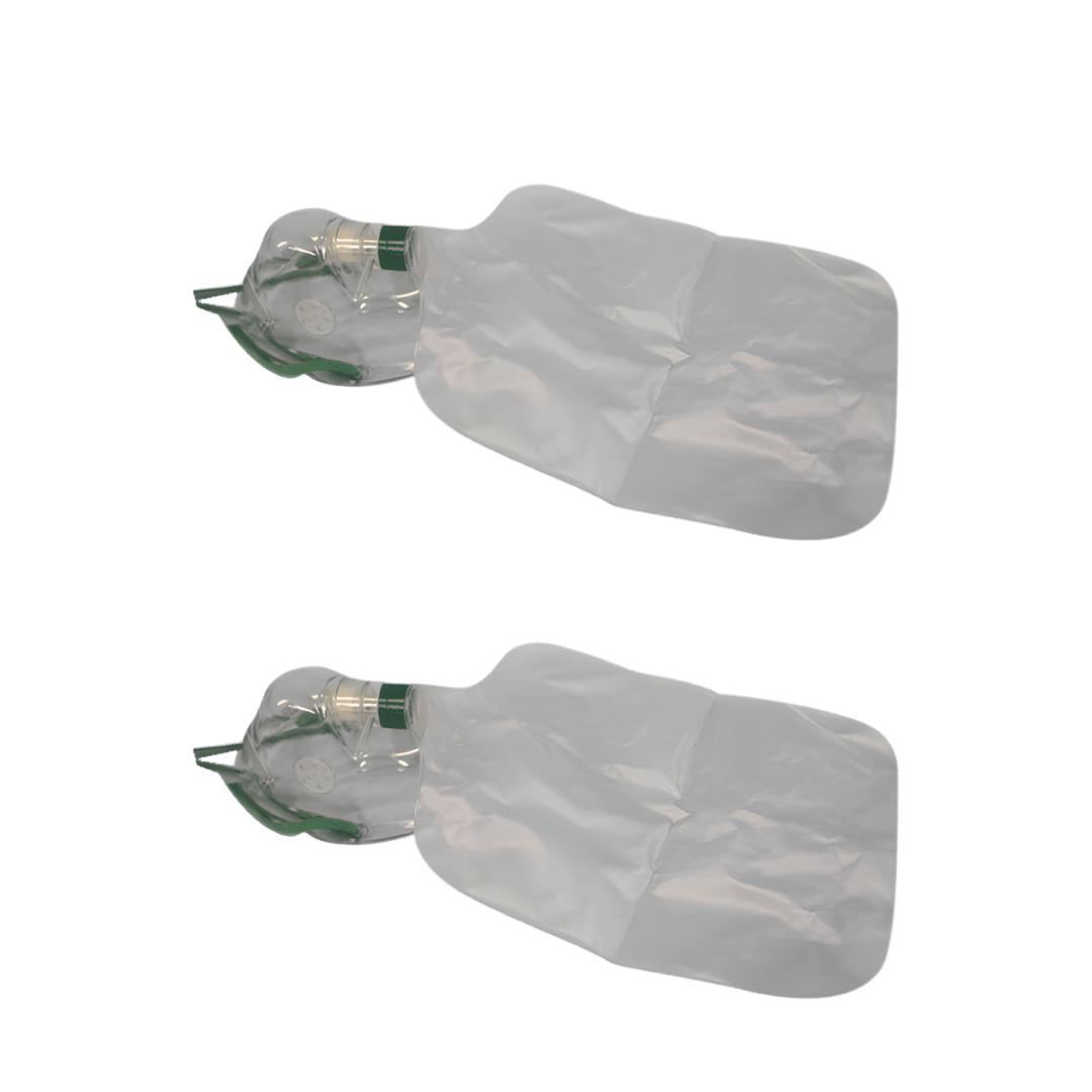 Non-Rebreather Oxygen Mask in child and adult sizes, designed for safe, high-flow oxygen delivery in emergency, hospital, and aged care environments.