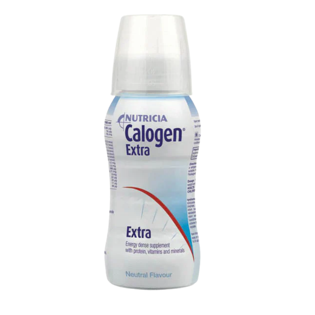 Calogen oral nutritional supplement in Neutral and Strawberry 200 mL, high‑energy formula providing 4.5 kcal/mL for patients needing concentrated nutrition.
