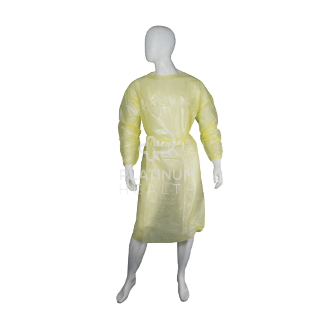 Clinical Level 3 AAMI Non-Sterile Yellow Impervious Isolation Gown Elastic Cuffs Oversize