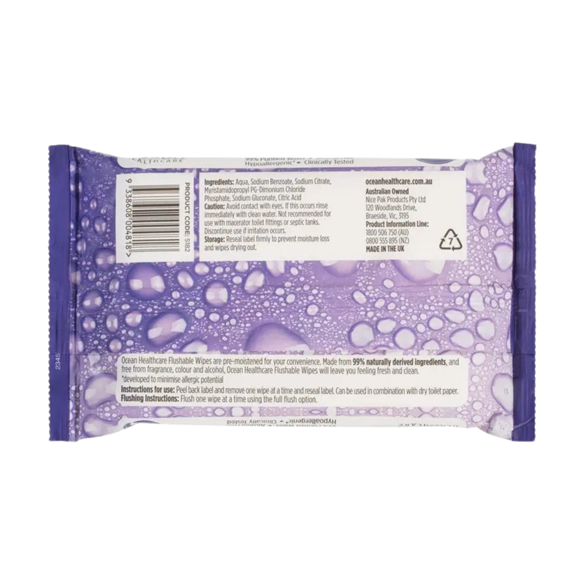 Ocean Healthcare Flushable Wipes