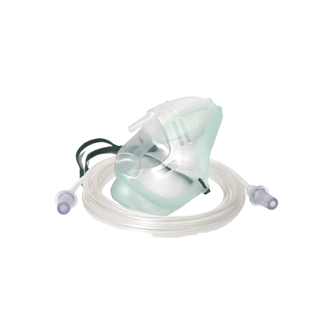 Oxygen Therapy Mask with 2M Tubing available in paediatric and adult sizes, providing safe, comfortable, and reliable oxygen delivery in all care settings.