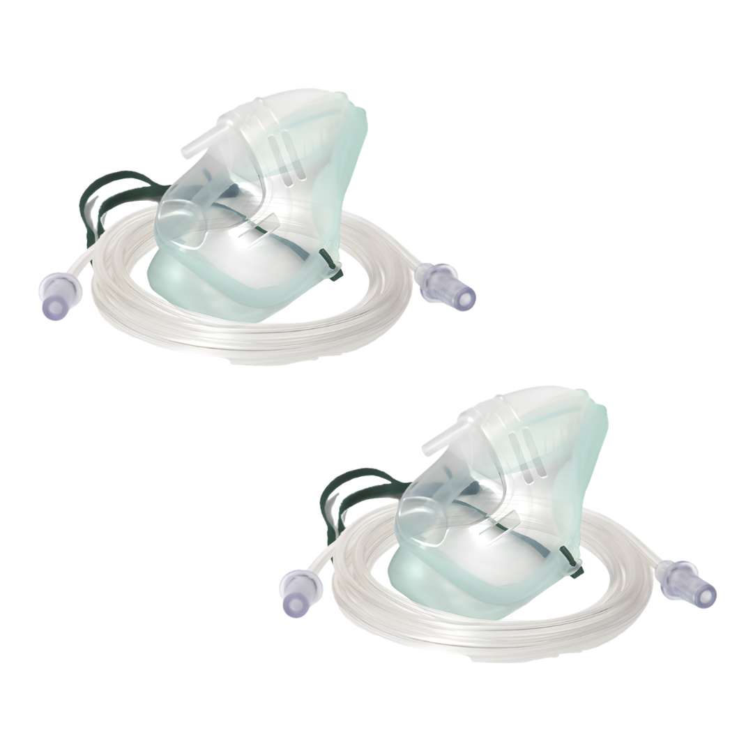 Oxygen Therapy Mask with 2M Tubing available in paediatric and adult sizes, providing safe, comfortable, and reliable oxygen delivery in all care settings.