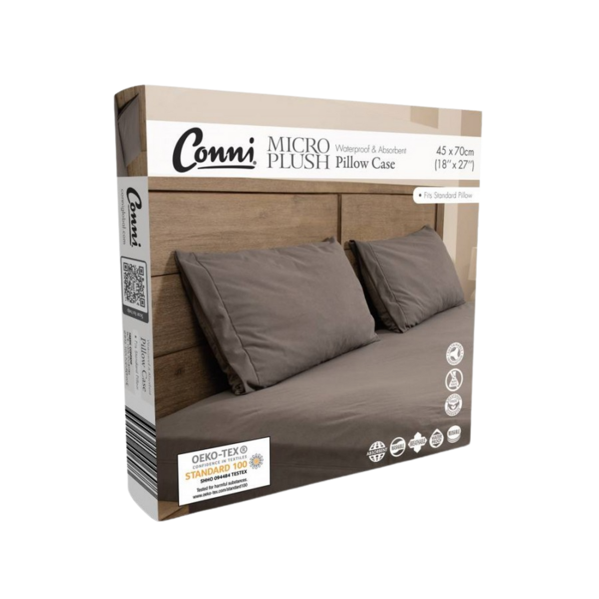 Conni Micro-Plush Pillow Protector - Charcoal