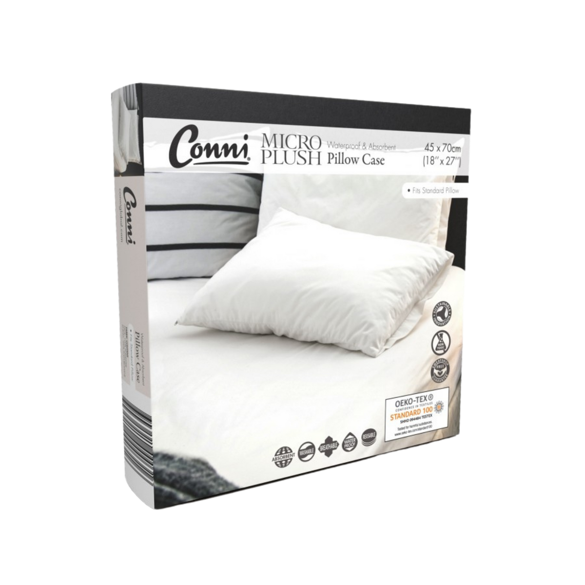 Conni Micro-Plush Pillow Protector - White
