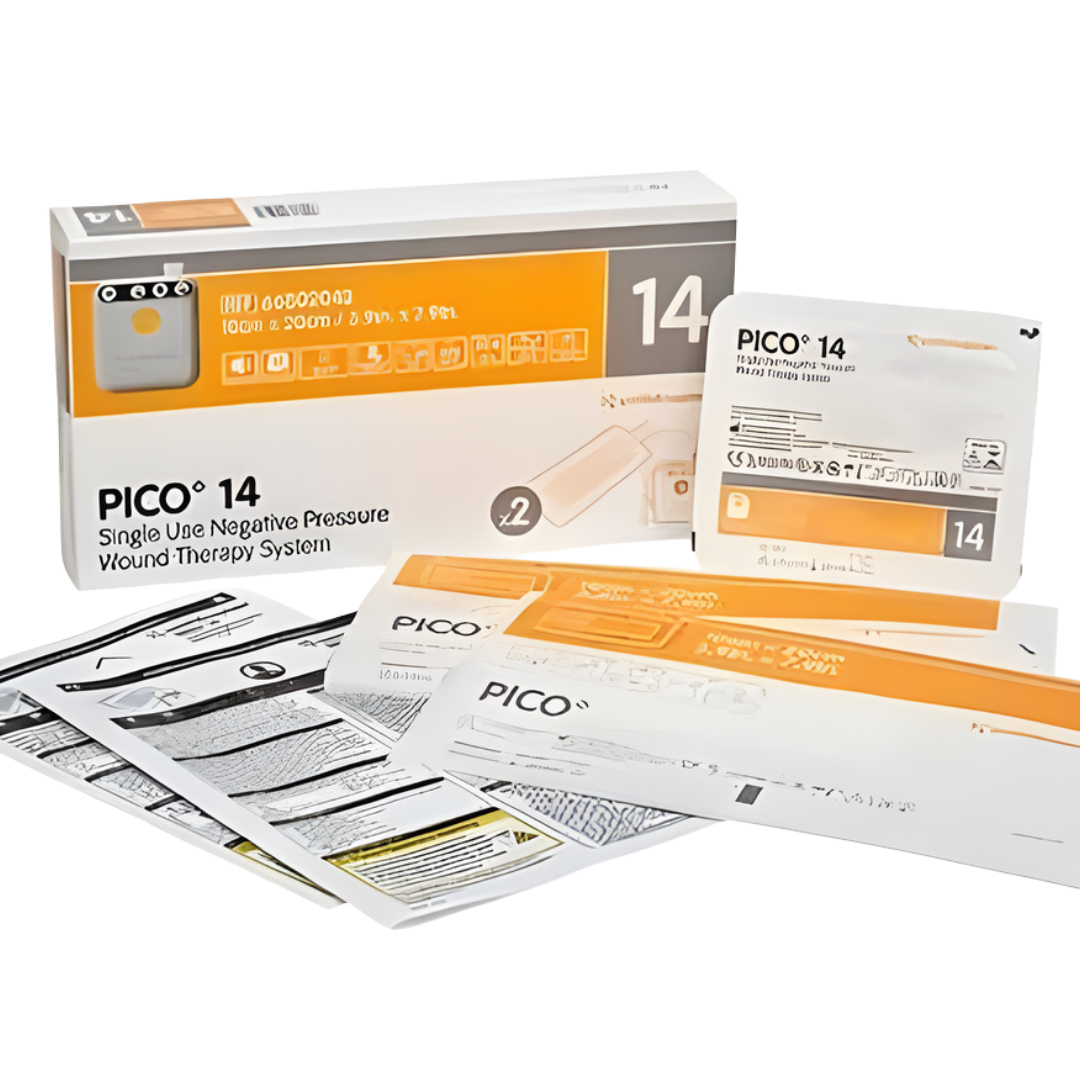 PICO 14 Multisite Dressing in small and large sizes provides extended negative pressure therapy for surgical, traumatic, and chronic wounds with effective exudate control.