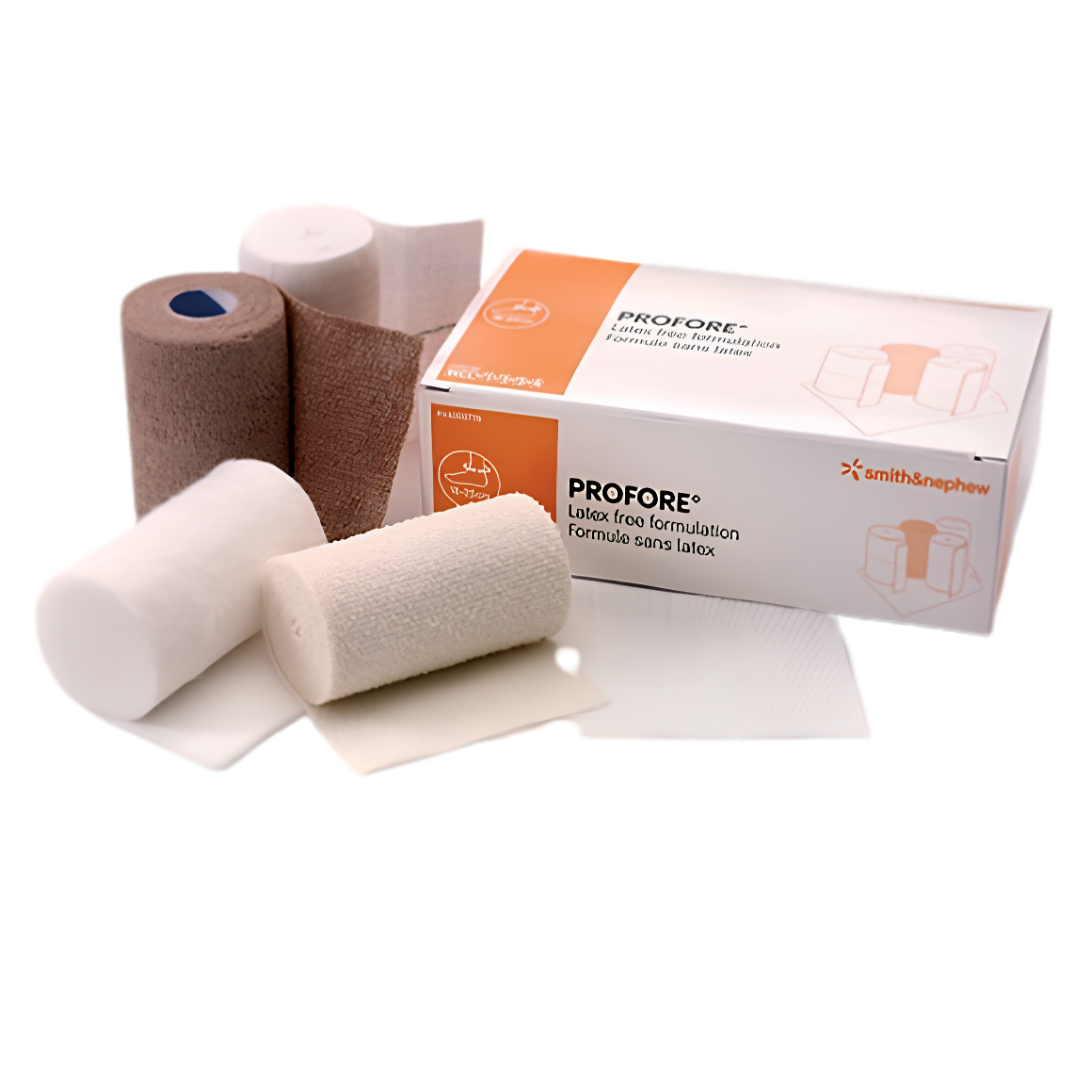 PROFORE Kit Latex Free compression bandage for venous leg ulcers, ankle circumference 30 cm and up, safe for sensitive patients, effective therapy system.