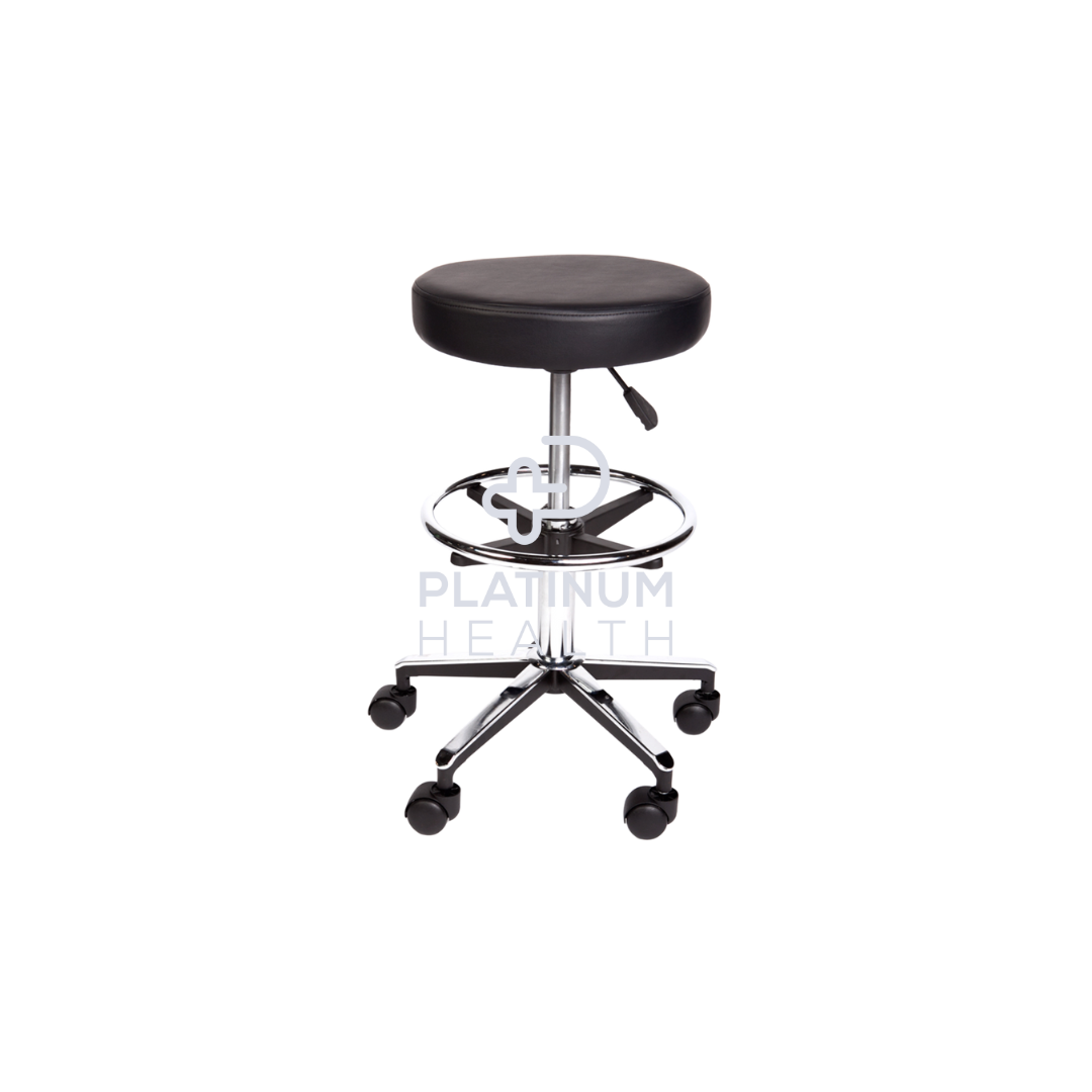 Round Stool Premium With Foot Ring Black / Each Stools Bed Screens & Iv Stands