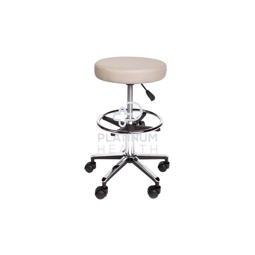 Round Stool Premium With Foot Ring Grey / Each Stools Bed Screens & Iv Stands