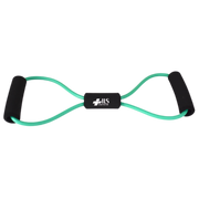Physio/exercise/rehab figure-8 exercise tube, light resistance, in green.