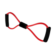 Physio/exercise/rehab figure-8 exercise tube, medium resistance, in red.