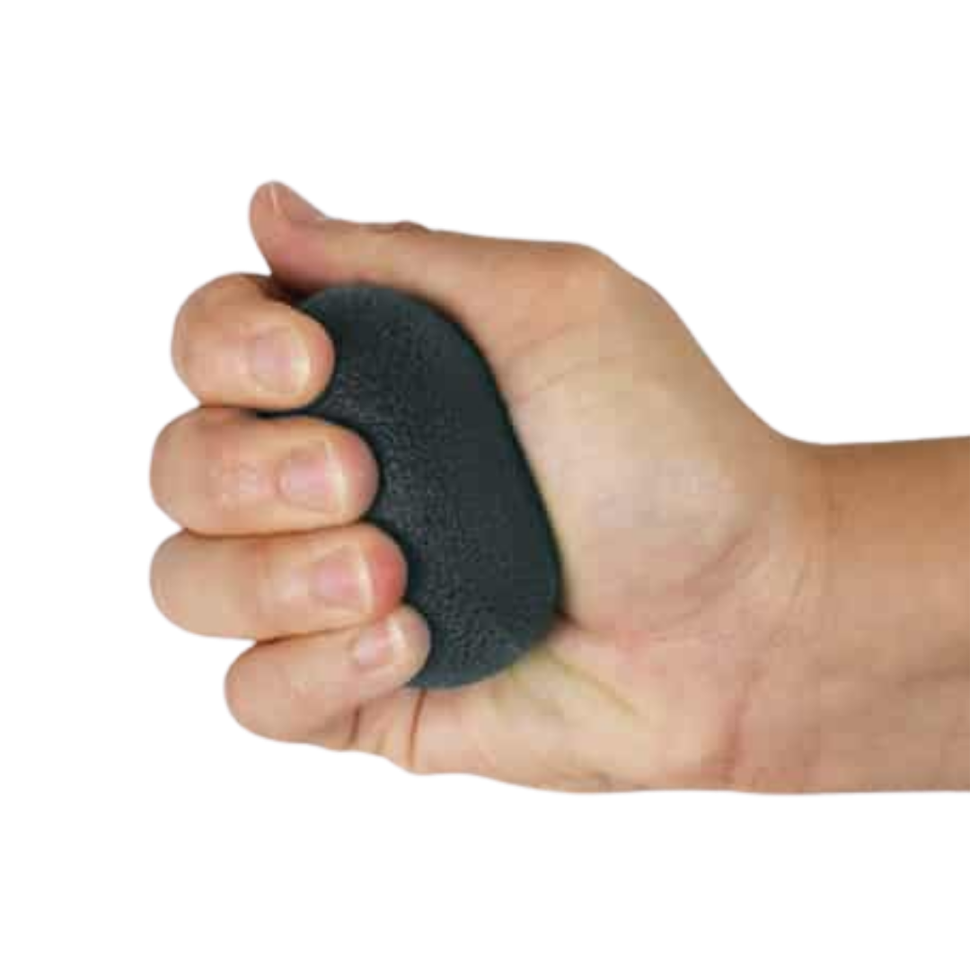 Physio/exercise/rehab hand egg therapy exerciser, firm resistance, in plum and black, designed for hand and grip exercises.