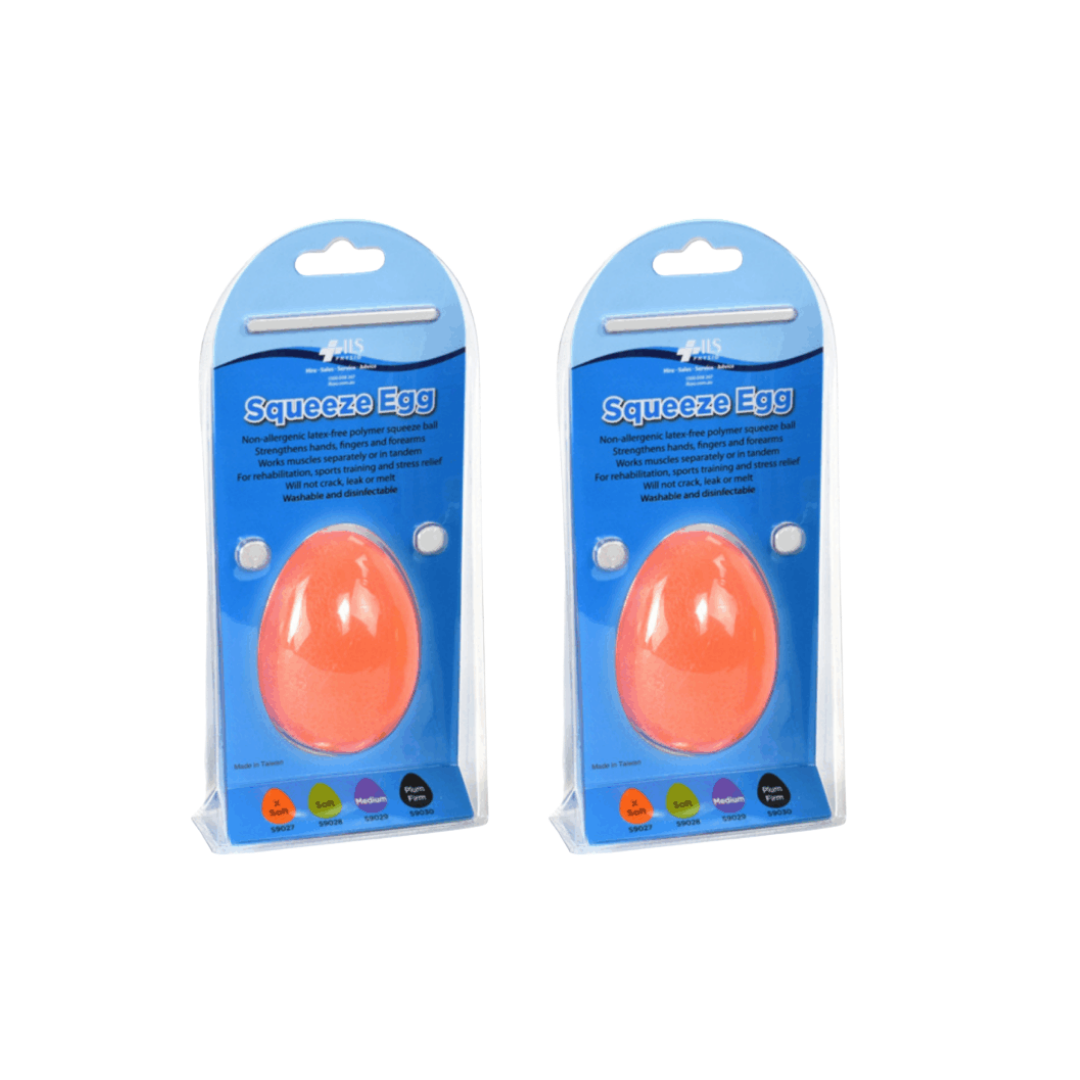 Physio/exercise/rehab hand egg therapy exerciser, extra-soft resistance, in orange, designed for gentle hand and grip exercises.