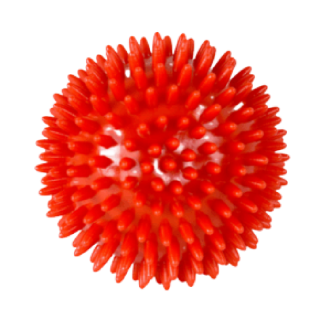 Physio/exercise/rehab 9 cm massage reflex balls in red, designed for targeted muscle massage and sensory stimulation.