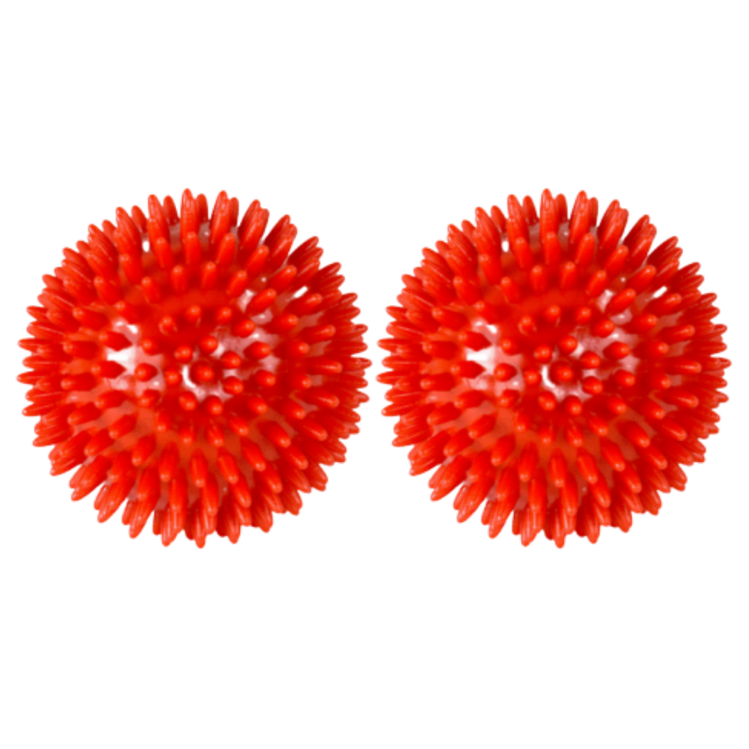 Physio/exercise/rehab 9 cm massage reflex balls in red, designed for targeted muscle massage and sensory stimulation.