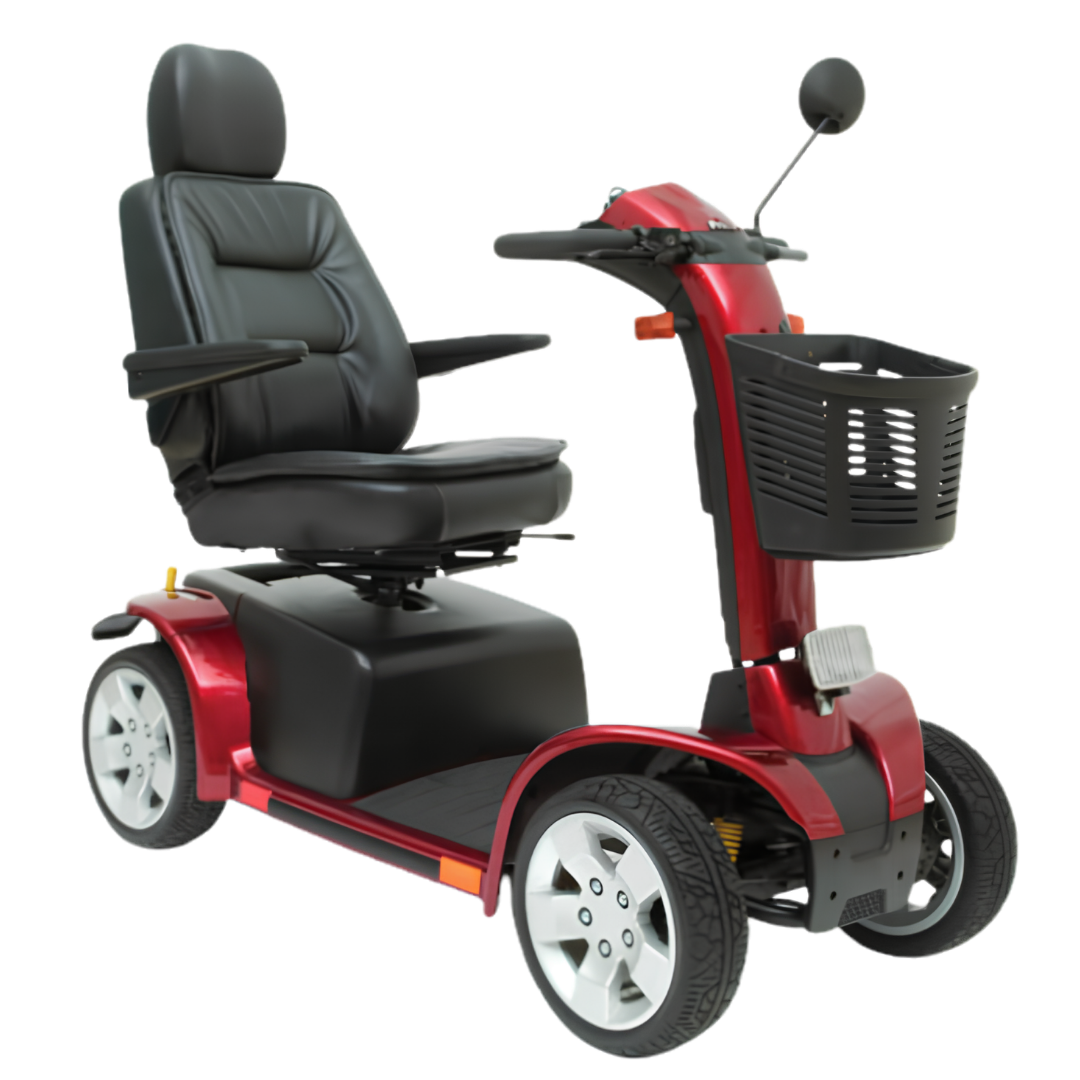 Pride Pathrider 130XL scooter offers rugged outdoor mobility with suspension, 13” tyres, LED lighting, and adjustable swivel seat for comfort and safety.