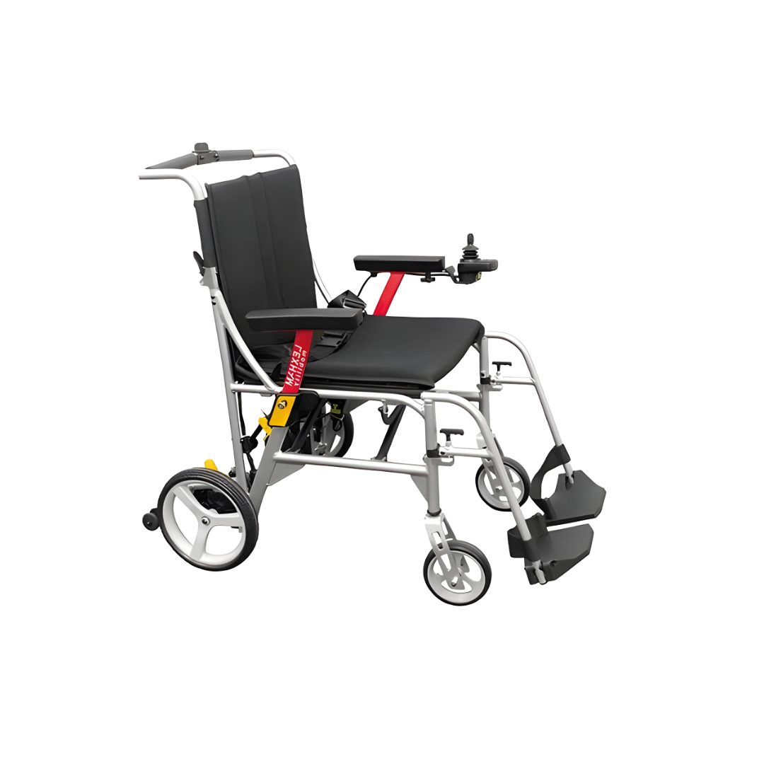 Pride Lexham P-16 Pro Lite power chair in standard configuration, lightweight and compact with joystick control for smooth indoor mobility and short outdoor travel.