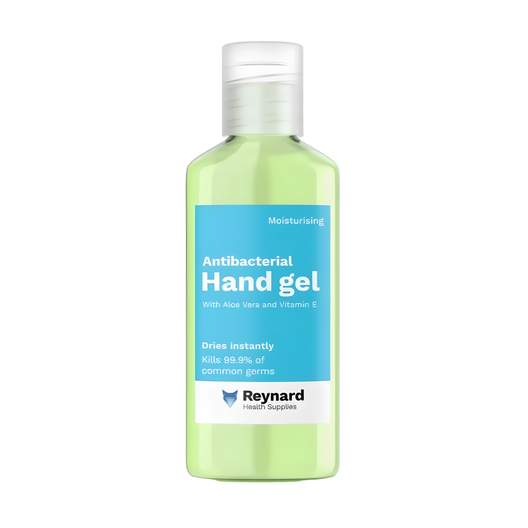Reynard Antibacterial Hand Gel in 50 ml and 500 ml bottles providing quick, effective hand sanitising for healthcare, aged care, workplaces and everyday hygiene needs.
