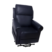 Royale Chadwick Oxford Plush Leather Lift Chair quad motor in Black and Blue offers premium comfort, lift assistance, and tailored support for daily living.