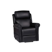 Royale Chadwick Oxford Plush Leather Lift Chair quad motor in Jet Carbon Black and Marine Blue offers premium comfort, lift assistance, and tailored support.