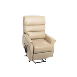 Royale Mayfair Mini Luxury Leather Lift Chair in Espresso Dark Brown and Taupe Beige, offering elegant comfort and assisted mobility for daily living.