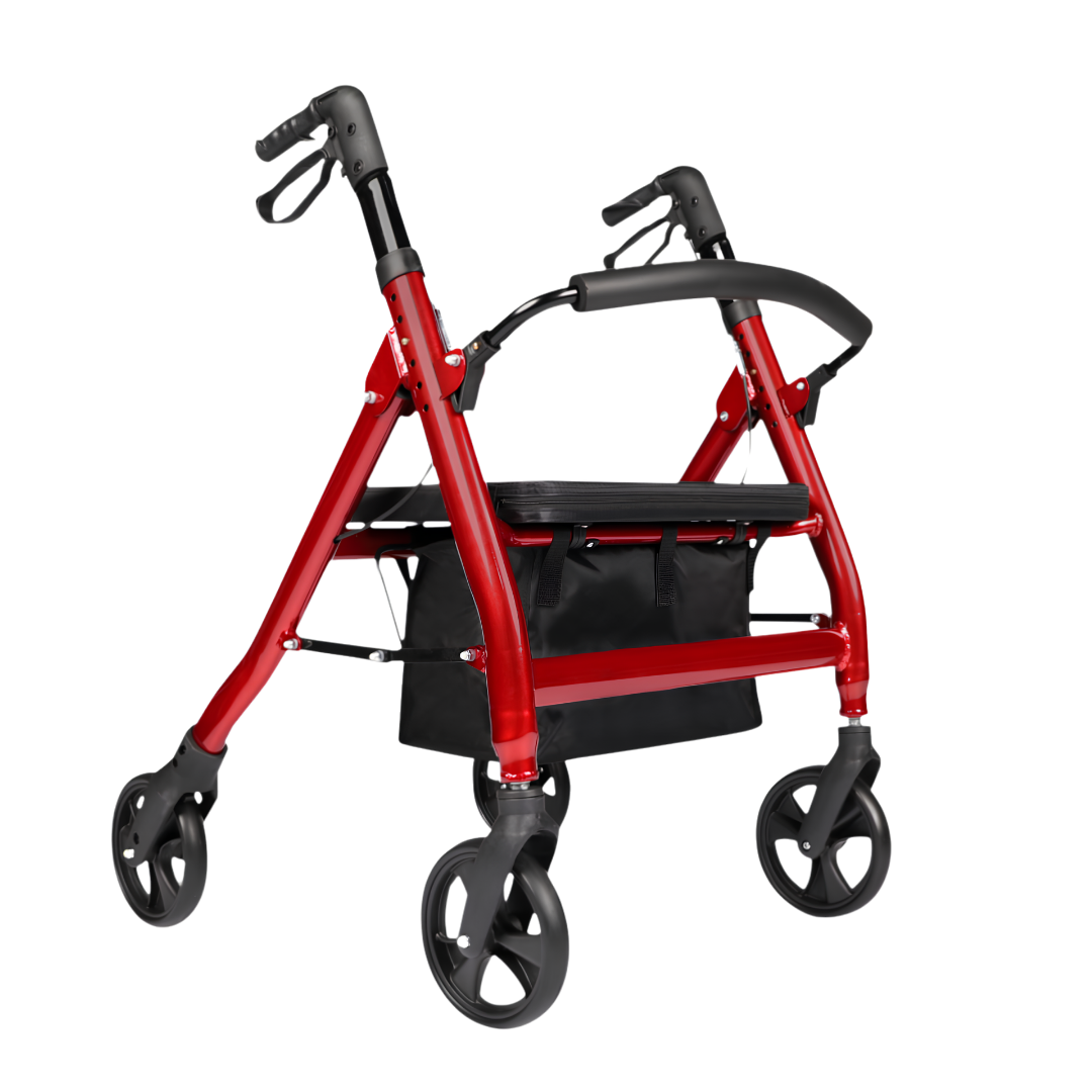 Royale Medical 8″ Premium Bariatric Seat Walker with reinforced frame, wide padded seat, ergonomic handles, and heavy-duty design for safe mobility support.