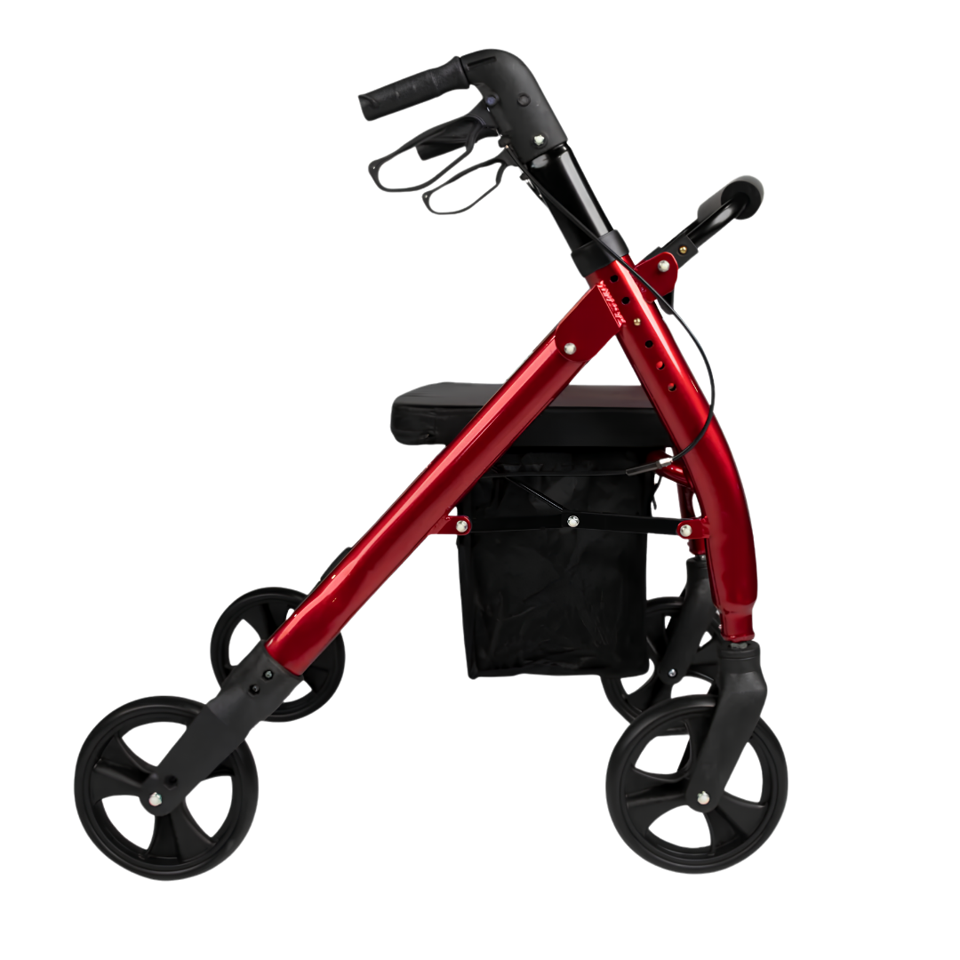 Royale Medical 8″ Premium Bariatric Seat Walker with reinforced frame, wide padded seat, ergonomic handles, and heavy-duty design for safe mobility support.