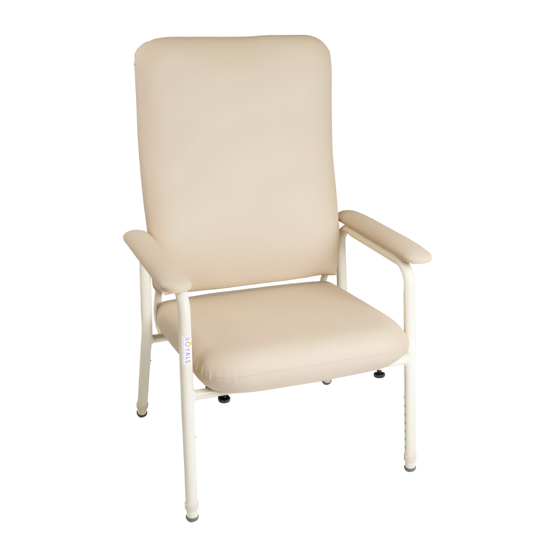 Royale Medical Bariatric Day Chair in Champagne finish, designed with reinforced frame and supportive cushioning for safe and comfortable seating.