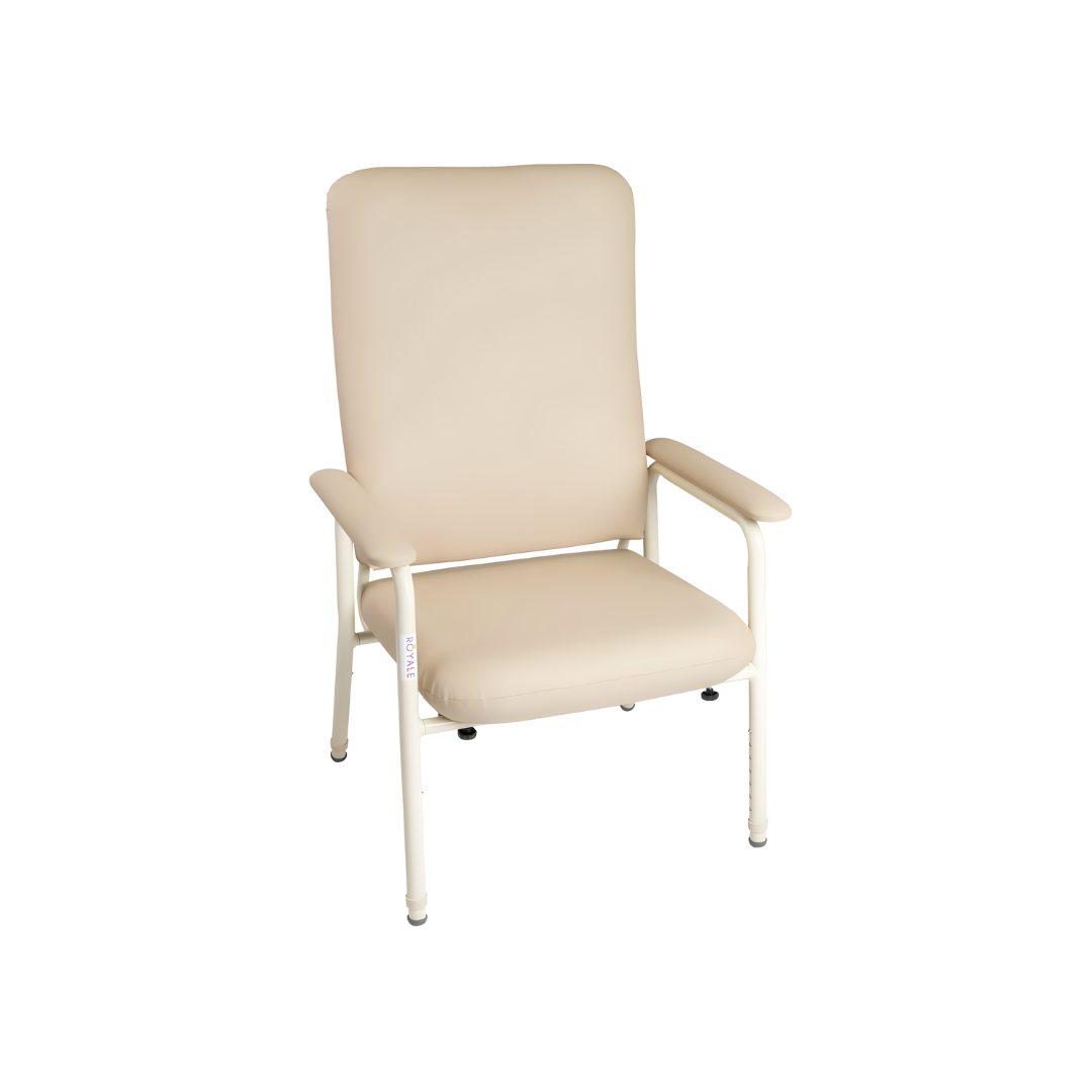 Royale Medical Bariatric Day Chair in Champagne finish, designed with reinforced frame and supportive cushioning for safe and comfortable seating.