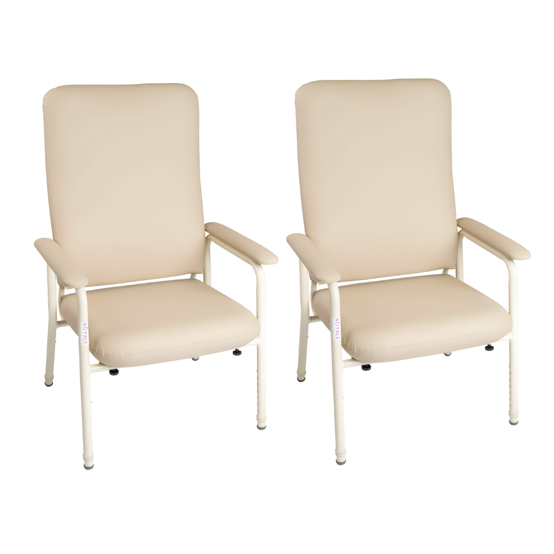 Royale Medical Bariatric Day Chair in Champagne finish, designed with reinforced frame and supportive cushioning for safe and comfortable seating.