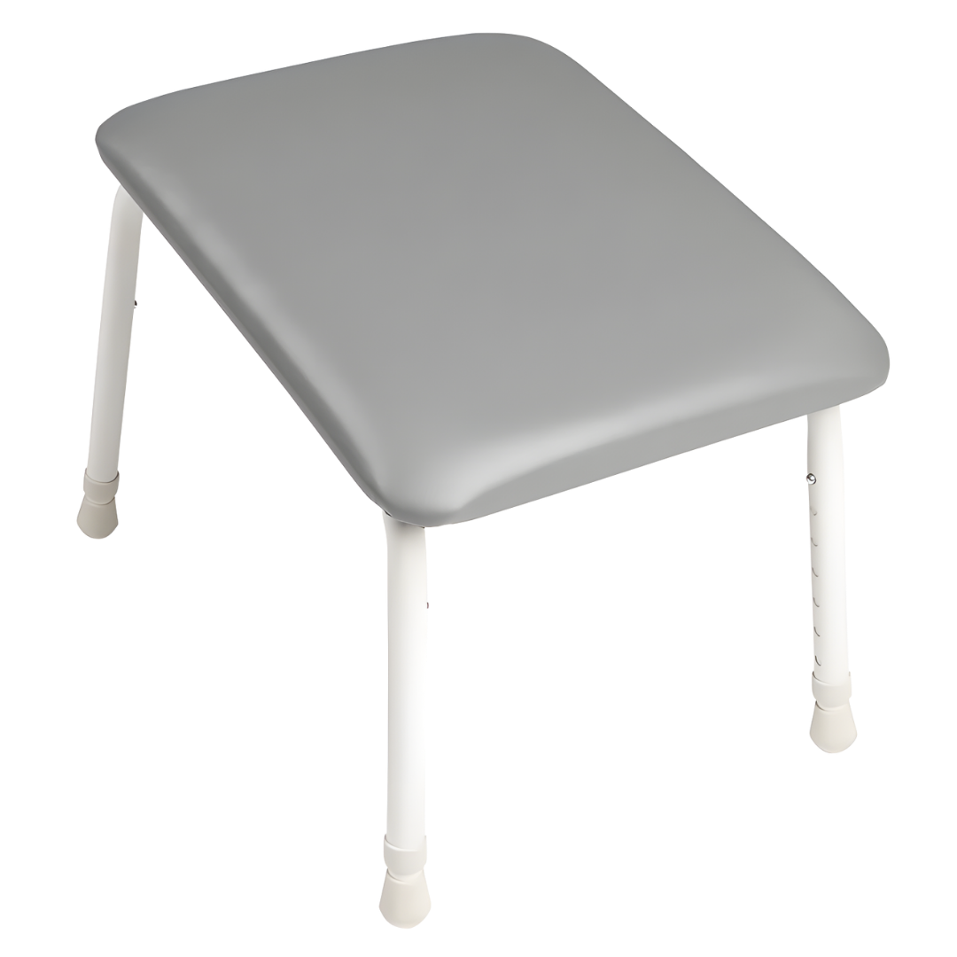 Royale Medical Legrest padded adjustable stool in Ardo Grey, Mocha Champagne, and Forest Slate variants for daily comfort and support.