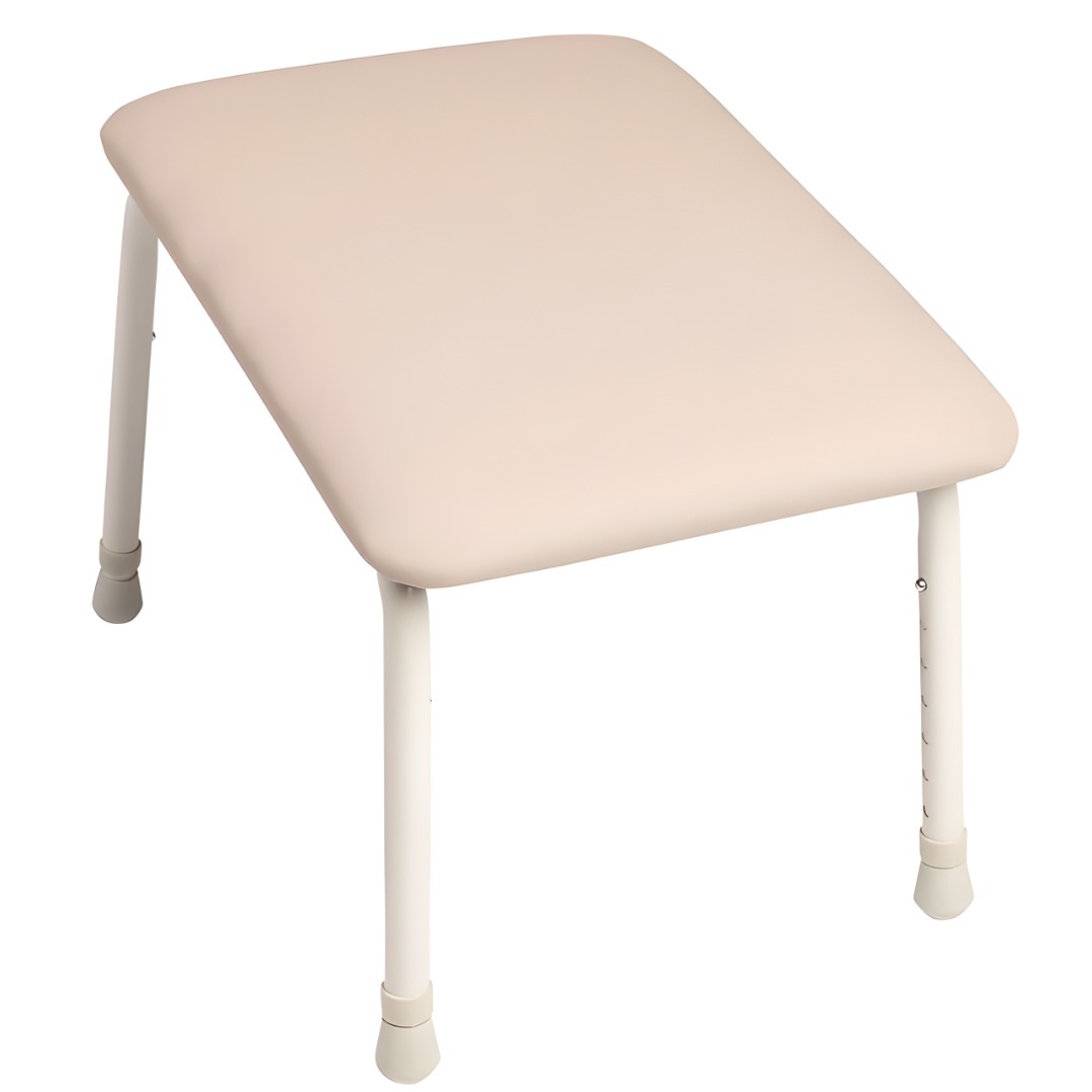Royale Medical Legrest padded adjustable stool in Ardo Grey, Mocha Champagne, and Forest Slate variants for daily comfort and support.