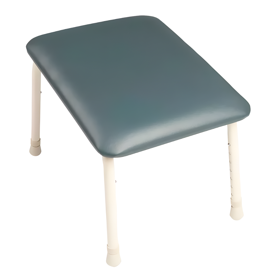 Royale Medical Legrest padded adjustable stool in Ardo Grey, Mocha Champagne, and Forest Slate variants for daily comfort and support.