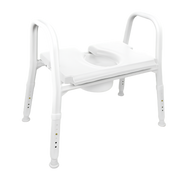 Royale Medical Premium Bariatric 65 cm Over Toilet Aid with padded seat, 305 kg safe load, adjustable legs, ergonomic armrests, and rust-resistant frame.