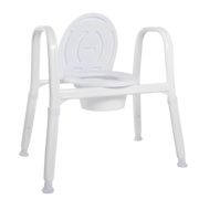 Royale Medical Premium Heavy Duty Over Toilet Aid with 56 cm seat, 280 kg safe load, adjustable height, fixed armrests, and reinforced aluminium frame.